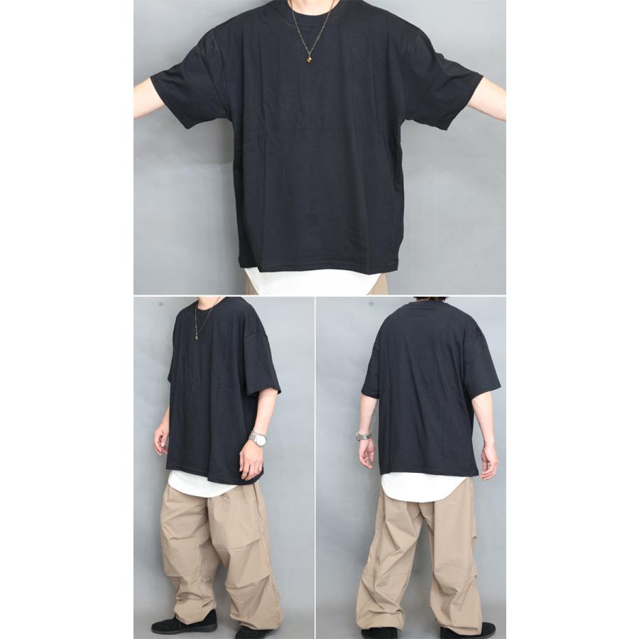 オーバーサイズTシャツ メンズ [M便 1/1] 無地Tシャツ ブラック 黒