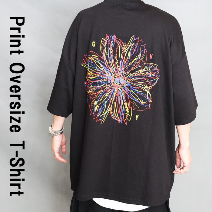 プリントビッグTシャツ メンズ [M便 1/1] プリントTシャツ 花柄Tシャツ