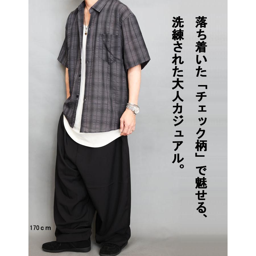 チェック柄シャツ メンズ [M便 1/1] チェックシャツ ガーゼライク