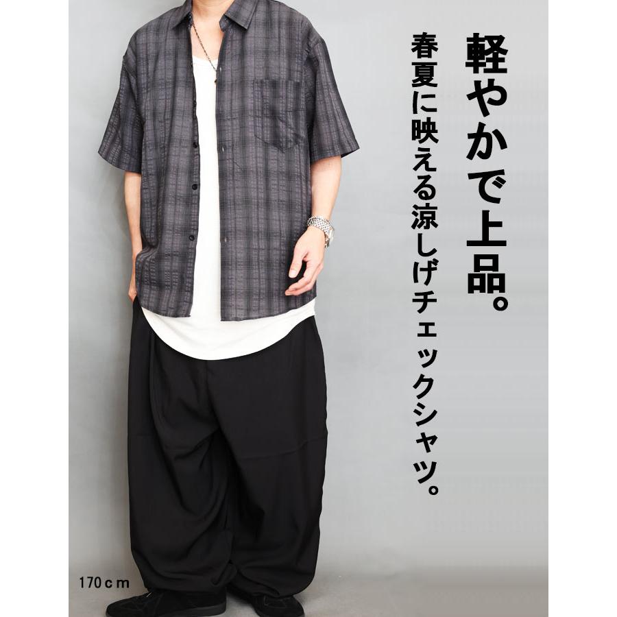チェック柄シャツ メンズ [M便 1/1] チェックシャツ ガーゼライク