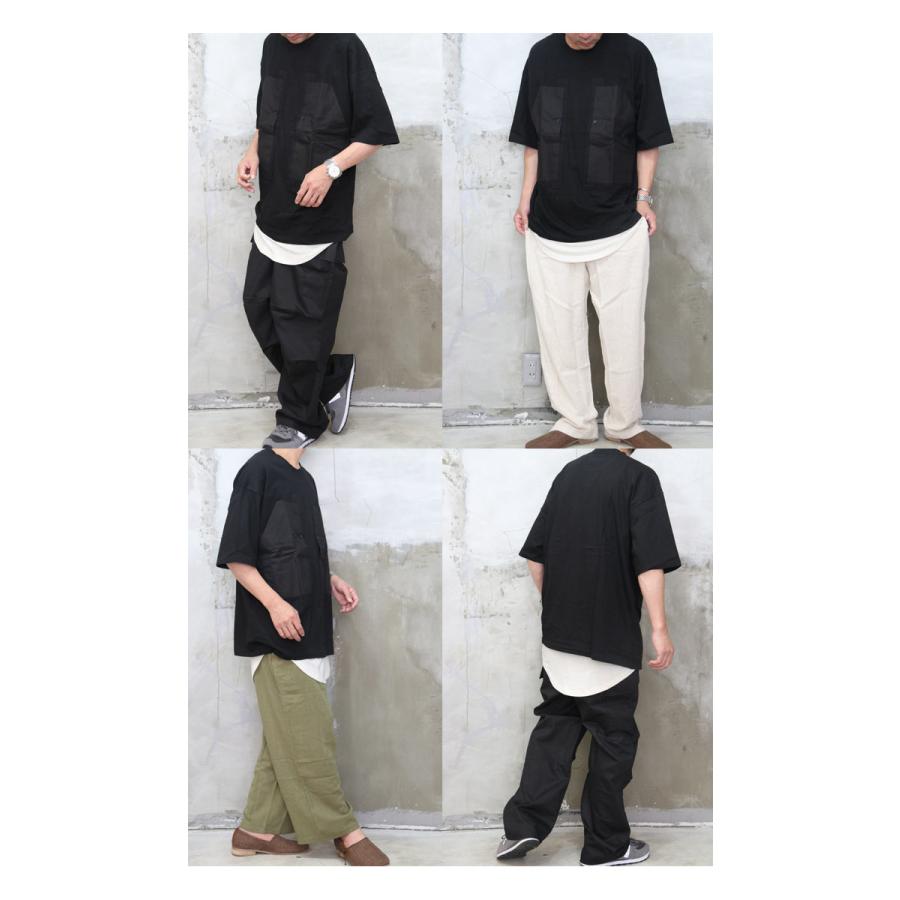 ワイドポケットビッグTシャツ[M便 1/1]トップス メンズ Tシャツ 無地