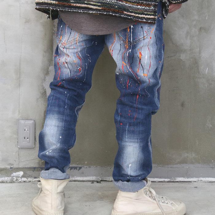 ハンドペイント All ペイントデザインストレッチテーパードデニム テーパードデニム メンズ ストレッチデニム ペイントデニム Wh Woodwhichflows 通販 Yahoo ショッピング