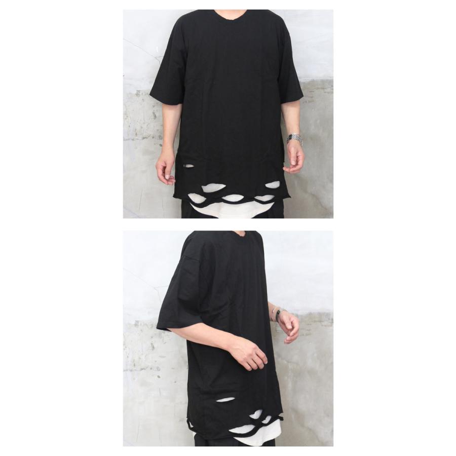ダメージ加工ビッグTシャツ [M便 1/1] トップス メンズ Tシャツ