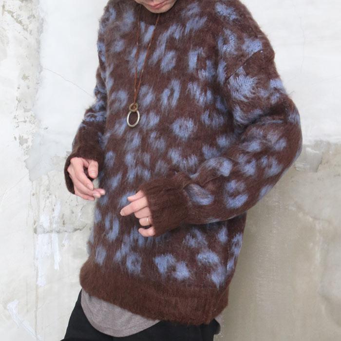 レオパード柄シャギービッグニット シャギーニット メンズ レオパード