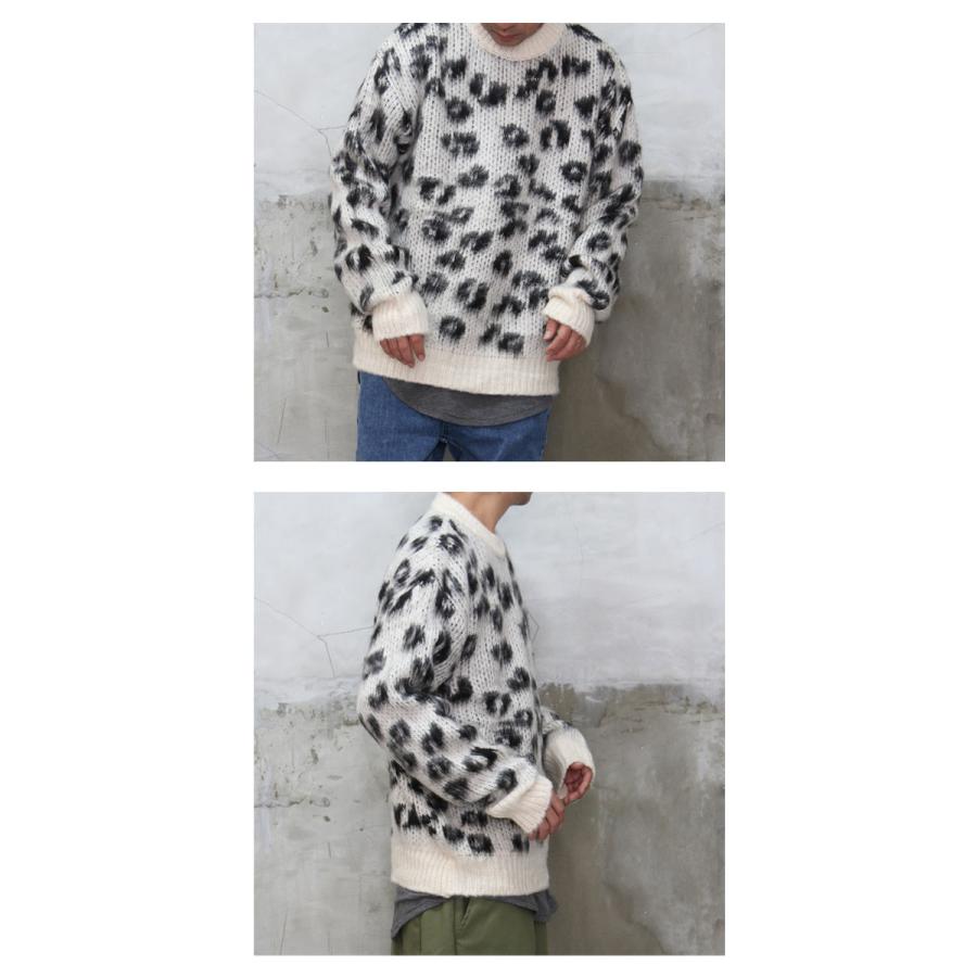 レオパード柄シャギービッグニット シャギーニット メンズ レオパード