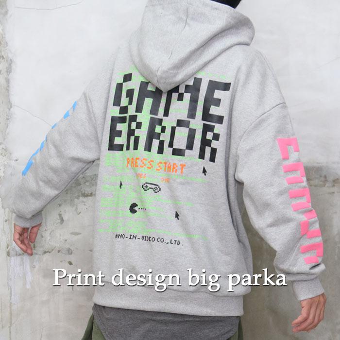プリントビッグパーカー☆ トップス メンズ パーカー 発泡プリント