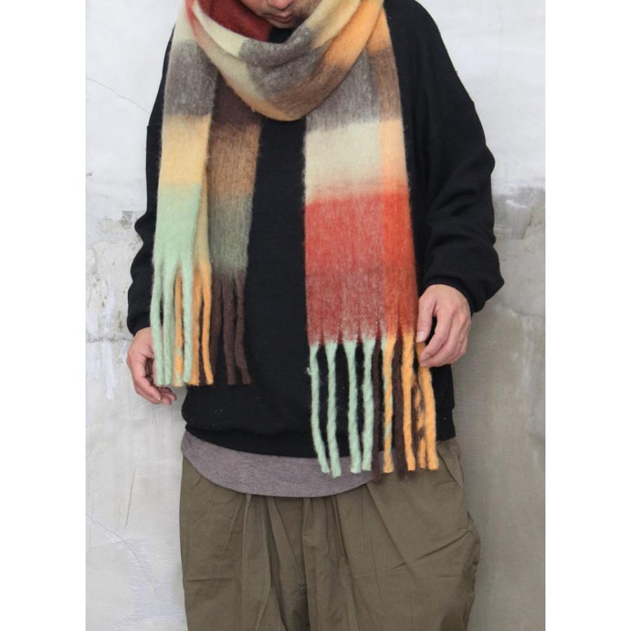 ツートンチェック柄ロングマフラー 40x200cm ツートンチェック柄ロングマフラー 40x200cm