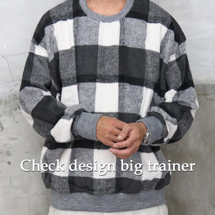 チェック柄ビッグトレーナー トップス メンズ トレーナー チェック柄