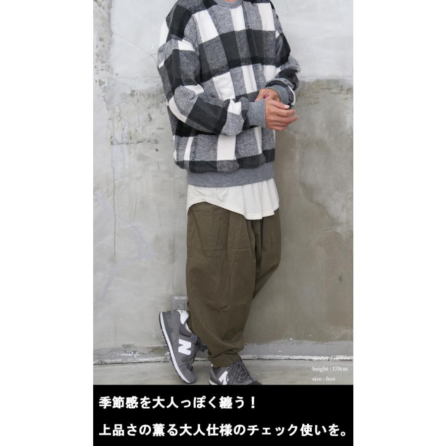 チェック柄ビッグトレーナー トップス メンズ トレーナー チェック柄