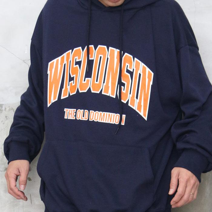 送料無料】バーゲン! カレッジロゴビッグパーカー トップス メンズ