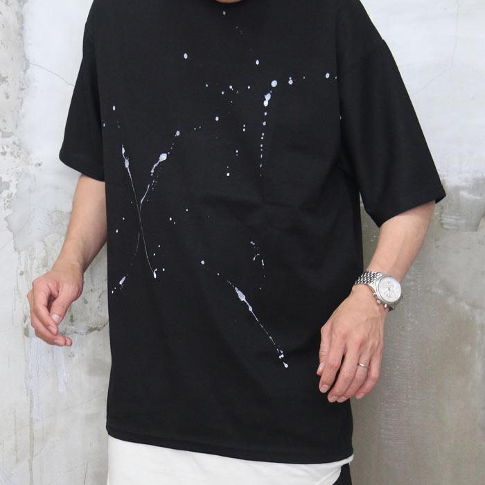 5分袖ハンドペイントTシャツ [M便 1/1] ペイントTシャツ メンズ