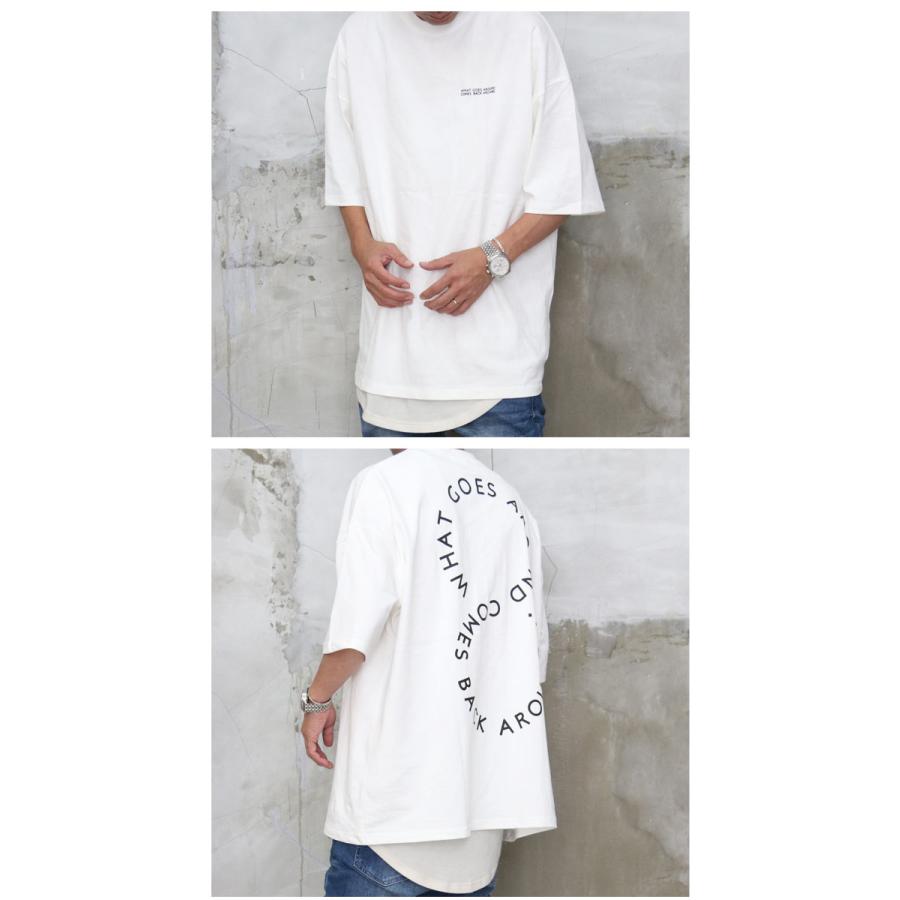 バーゲン 5分袖英字ロゴTシャツ [M便 1/1] ビッグTシャツ メンズ ロゴ