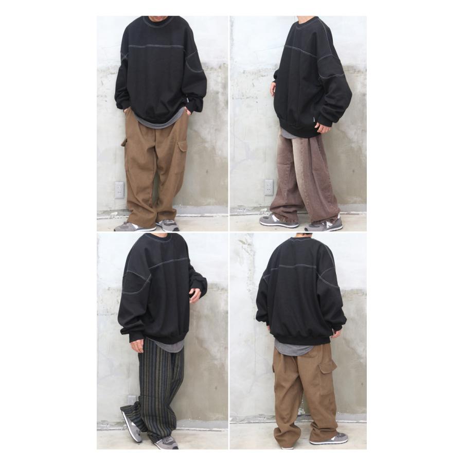 ステッチビッグトレーナー メンズ ステッチ切り替えトレーナー