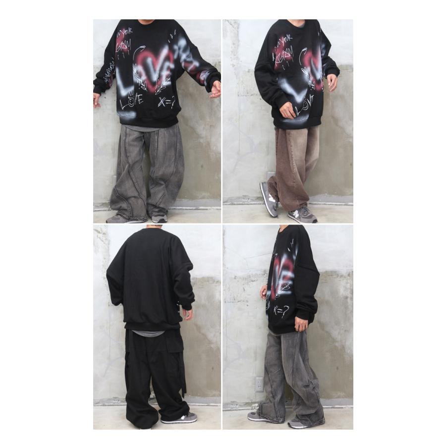 ハンドペイントトレーナー メンズ ペイント トレーナー ビッグ