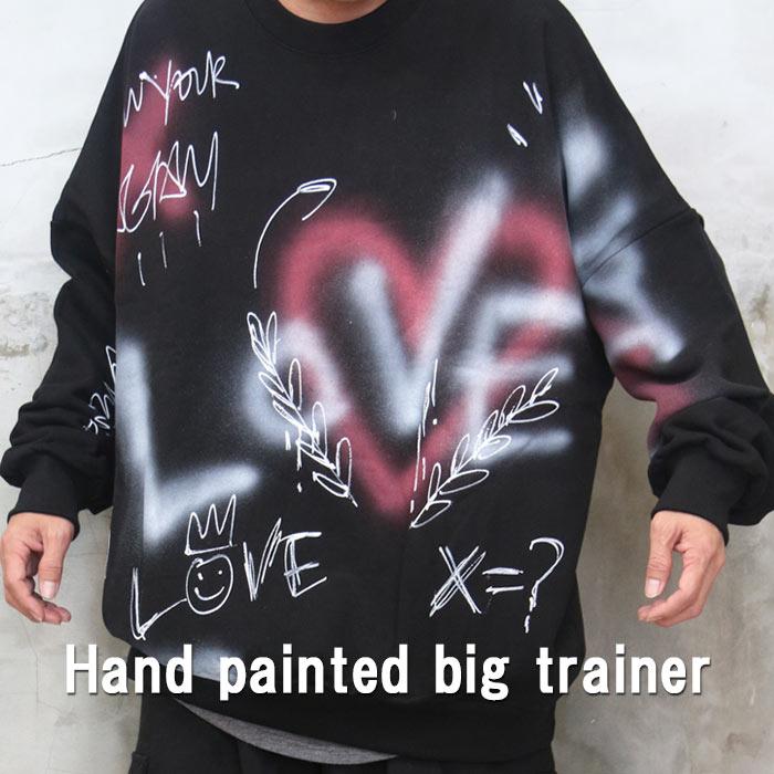 ハンドペイントトレーナー メンズ ペイント トレーナー ビッグ