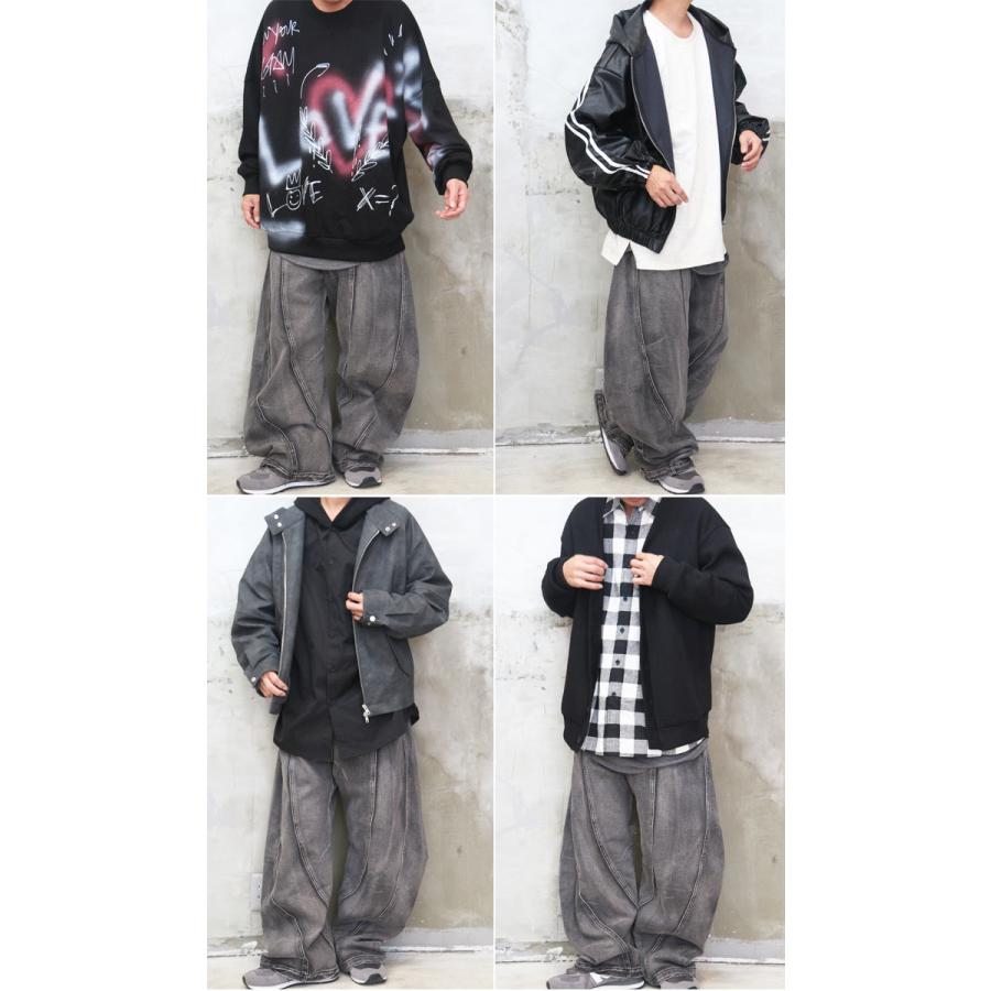オーバーダイカーブデニム メンズ ワイドデニム メンズファッション