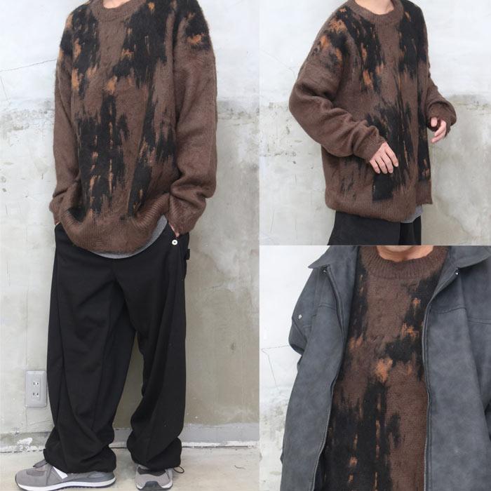 総柄シャギーニット メンズ ビッグニット メンズファッション 総柄 