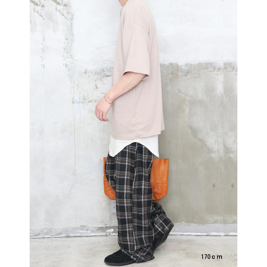 チェック柄イージーパンツ メンズ チェックパンツ イージー