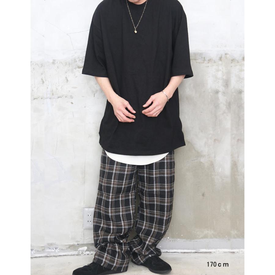 チェック柄イージーパンツ メンズ チェックパンツ イージー
