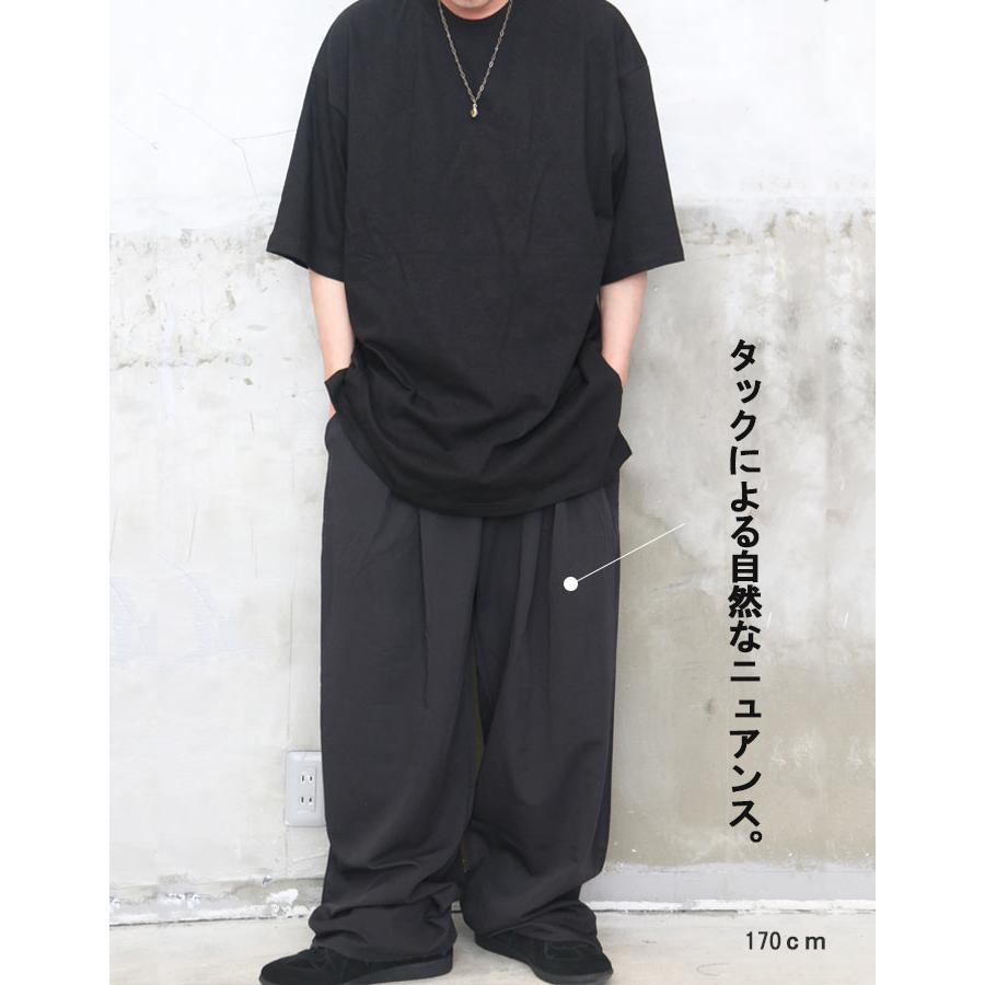 ワイドスラックス メンズ [M便 1/1] スラックス 無地 ブラック グレー