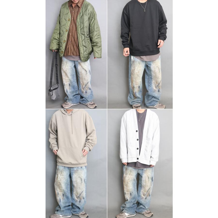 ハンドペイントデニム ワイドデニム メンズ ワイドパンツ デニム