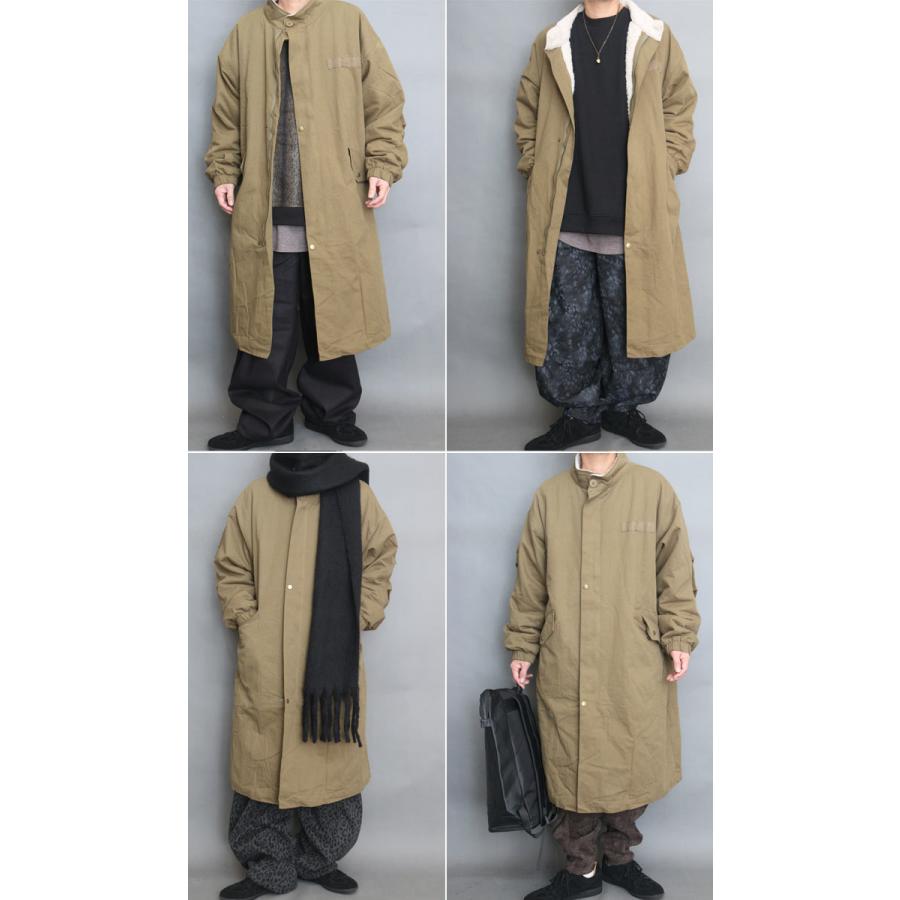 裏ボアロングコート メンズ コート ロング丈 オーバーサイズ スタンド
