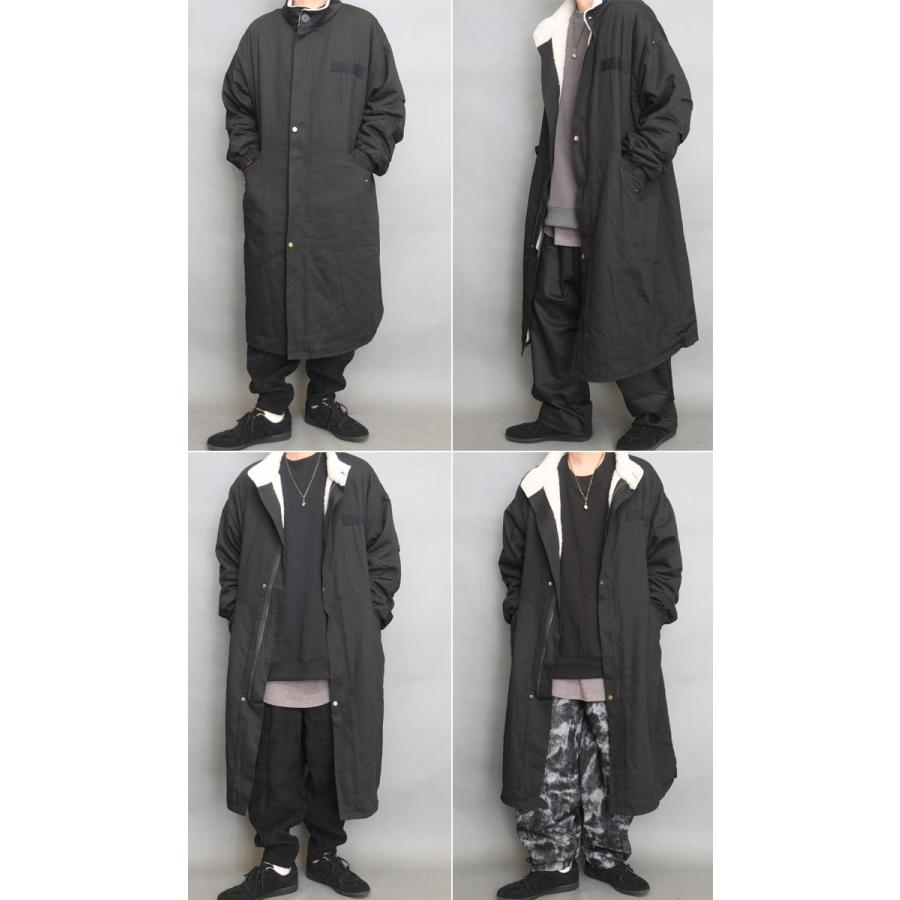 裏ボアロングコート メンズ コート ロング丈 オーバーサイズ スタンド
