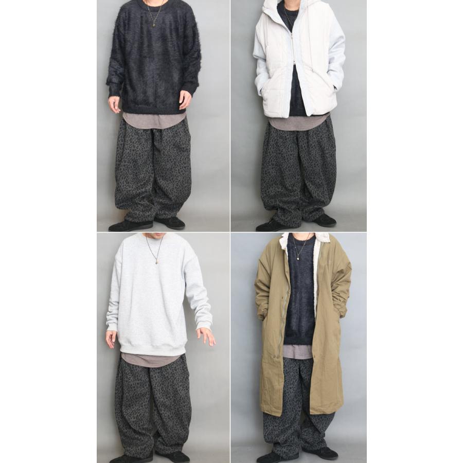 レオパード柄ワイドパンツ ワイドパンツ メンズ 裏起毛 パンツ
