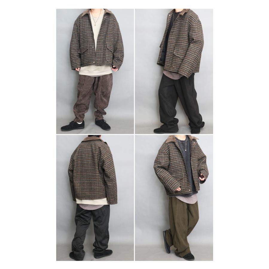 チェック柄ジャケット メンズ 中綿ジャケット 防寒ジャケット ウール混