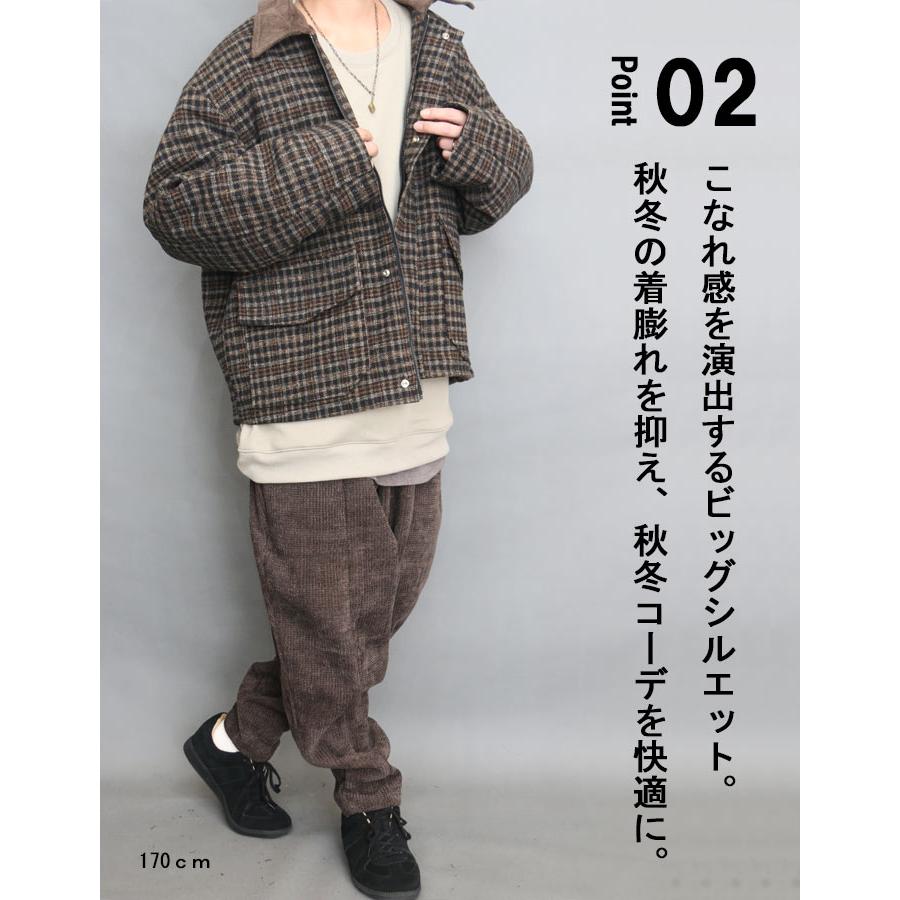 チェック柄ジャケット メンズ 中綿ジャケット 防寒ジャケット ウール混