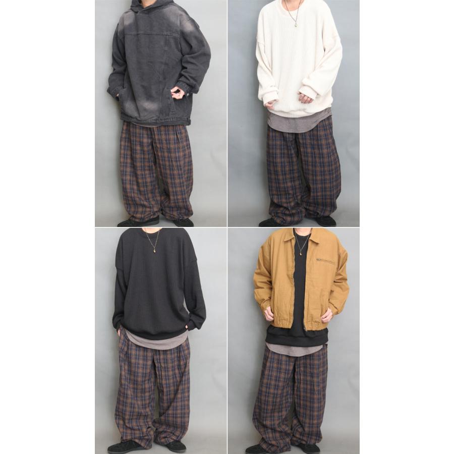 チェック柄ワイドパンツ ワイドパンツ チェック柄 柄パン 春服 秋服 冬