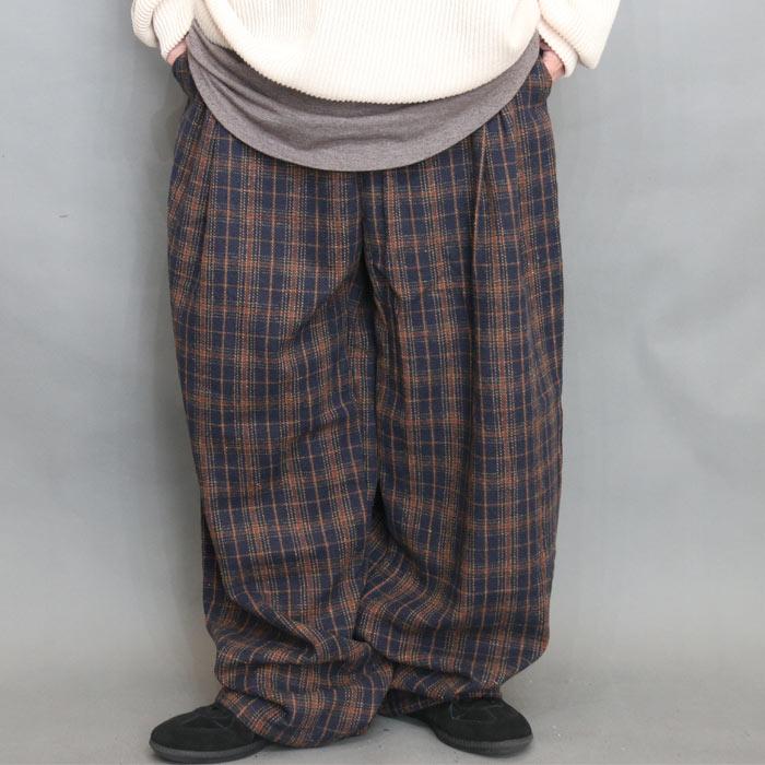 チェック柄ワイドパンツ ワイドパンツ チェック柄 柄パン 春服 秋服 冬
