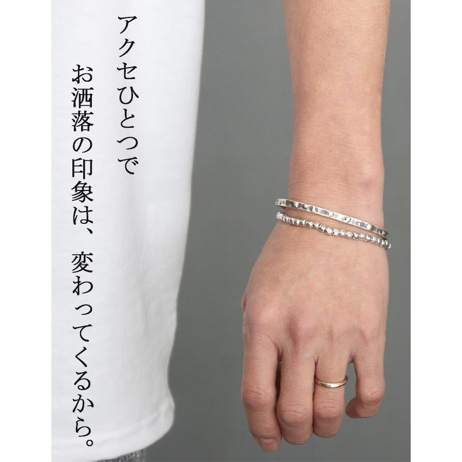 ブレスレット メンズ [M便 1/1] シルバーブレスレット ゴム 伸びる