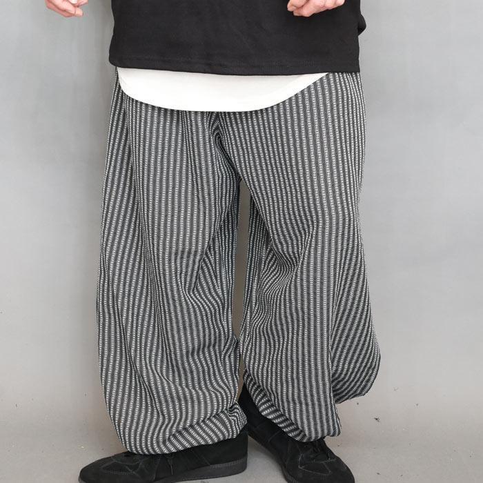 ストライプ柄ワイドパンツ [M便 1/1] ワイドパンツ ストライプ柄