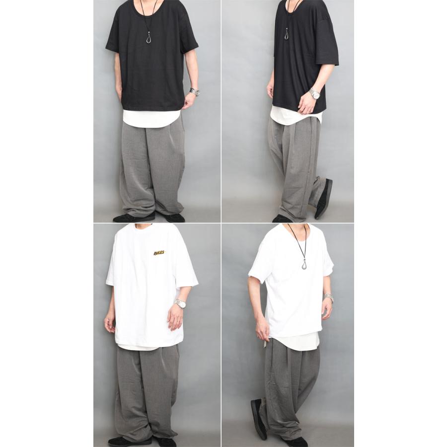 ワイドパンツ メンズ [M便 1/1] スラックス ワイド テーパードパンツ