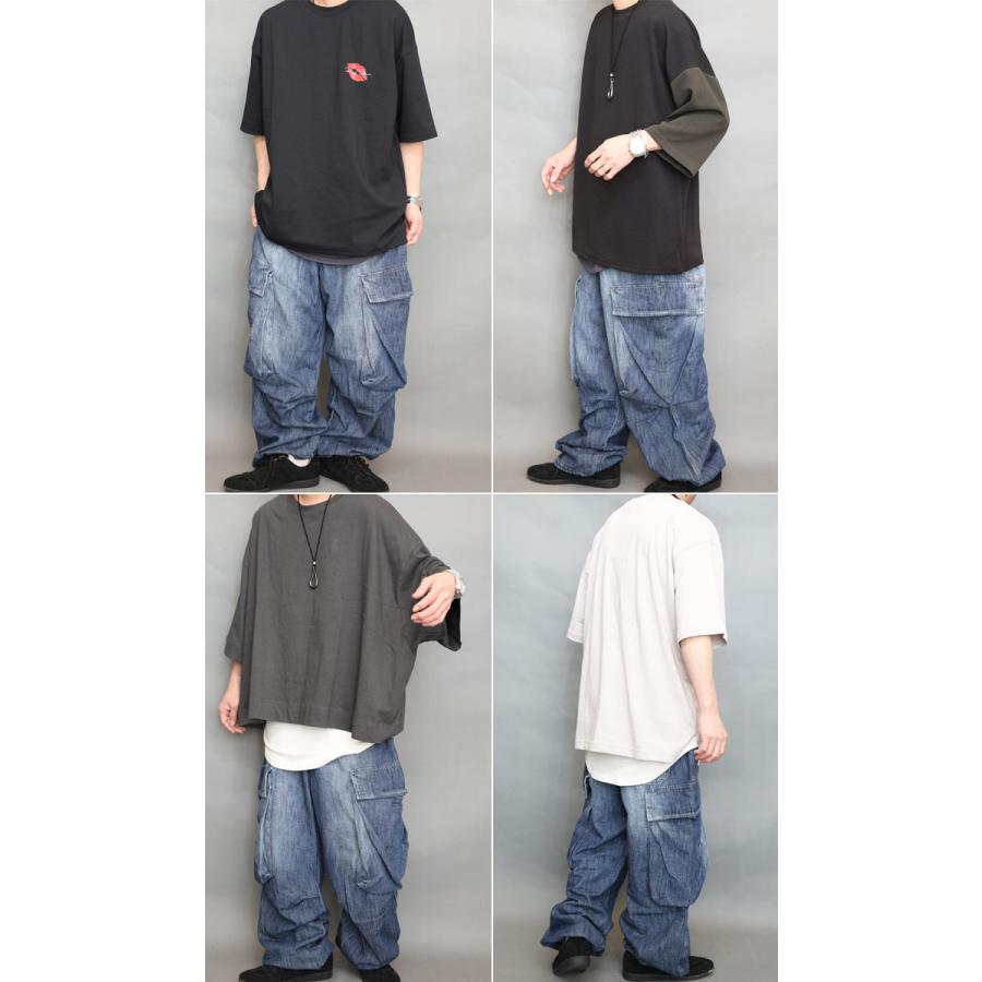 ワイドカーゴデニム メンズ ワイドパンツ カーゴパンツ デニム ワイド