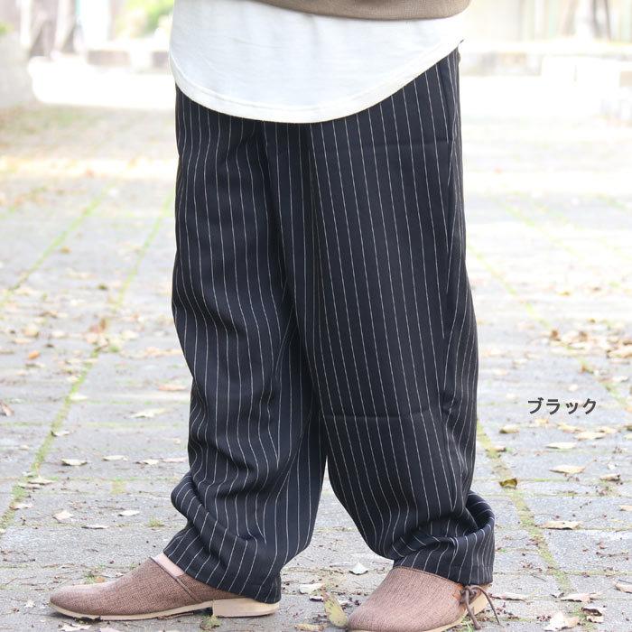 ピンストライプ柄ワイドテーパードパンツ [M便 1/1] ワイドパンツ
