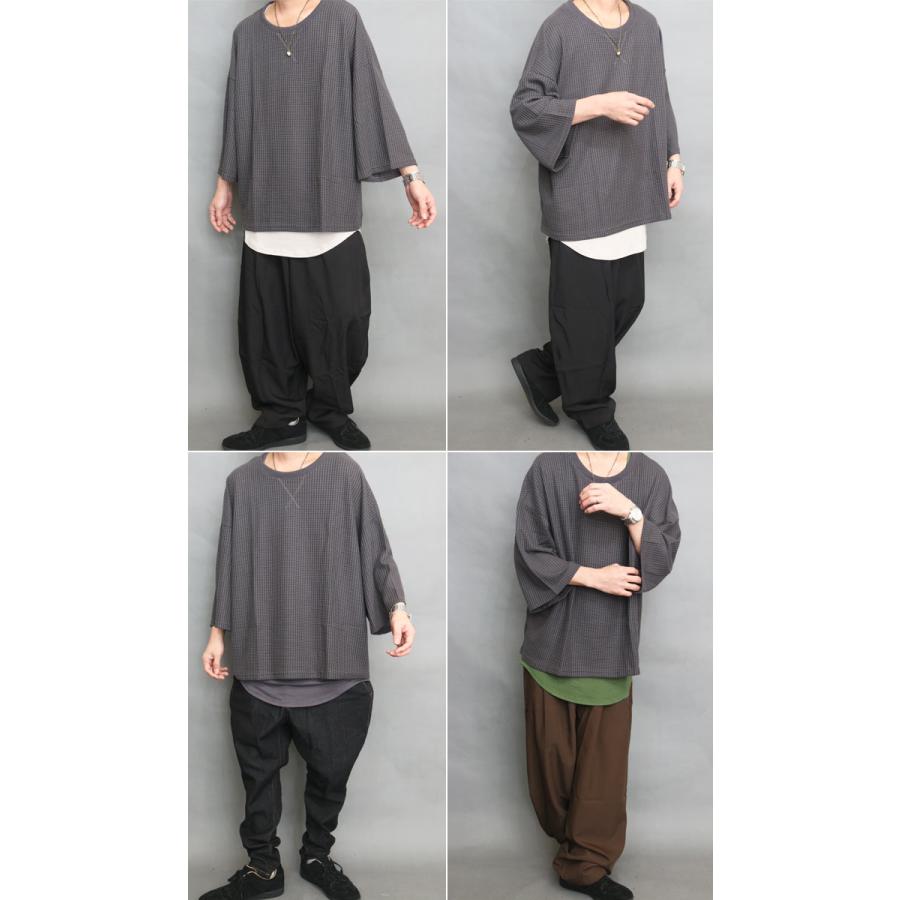 服/ファッション Tシャツ メンズ 8分袖ビッグワッフルTシャツ [M便 1/1] ビッグTシャツ メンズ ワッフル