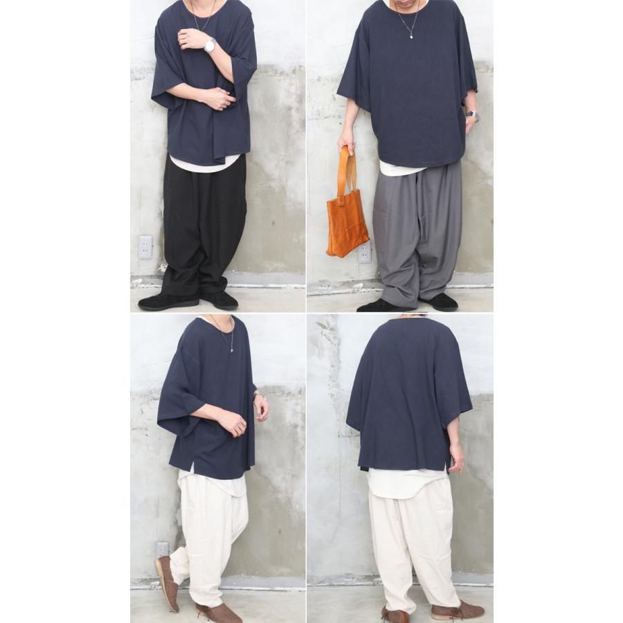 綿麻ビッグプルオーバー メンズ [M便 1/1] プルオーバー 5分袖Tシャツ