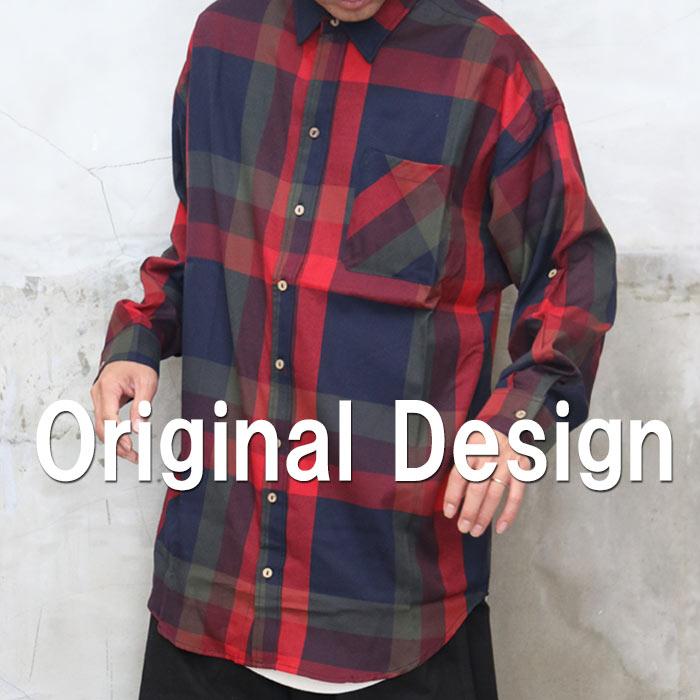 チェック柄シャツ ビッグシャツ カジュアルシャツ [M便 1/1