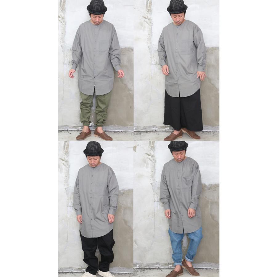バンドカラーロングシャツ [M便 1/1] ロングシャツ メンズ 長袖シャツ