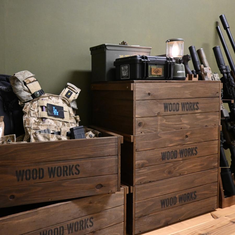 WOOD WORKS ヴィンテージ風 木箱 (蓋付き／蓋なし) 【 スタック