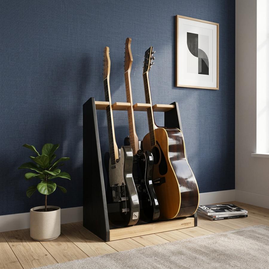 WOODWORKS ギタースタンド 3本掛 エレキギター・ベース用 木製 日本製