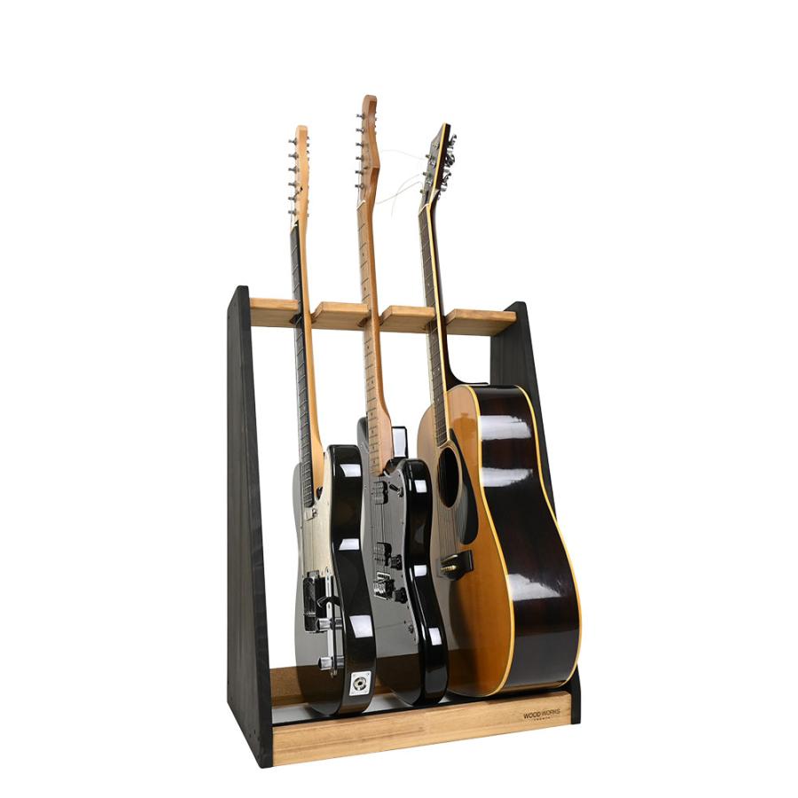 WOODWORKS ギタースタンド 3本掛 エレキギター・ベース用 木製 日本製