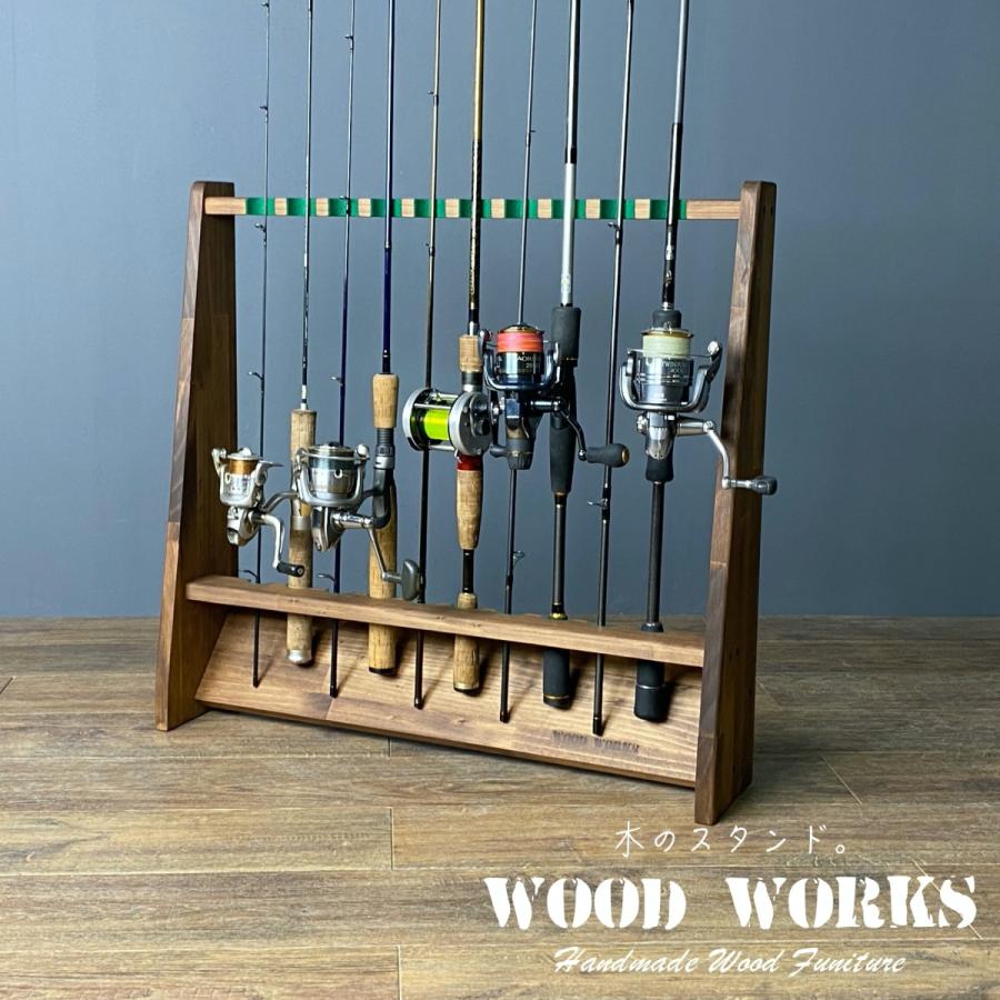 WOOD WORKS  ロッドスタンド 片面10本用 ブラウン  【 オフショア 釣竿 収納 リールロッド 海釣り 渓流 フライフィッシング バス釣り アングラー】送料無料｜woodworks2016｜06