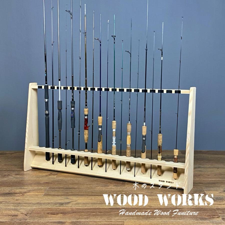 WOOD WORKS ロッドスタンド 【80%OFF!】 片面20本用 釣竿 木製 収納 福袋 ナチュラル