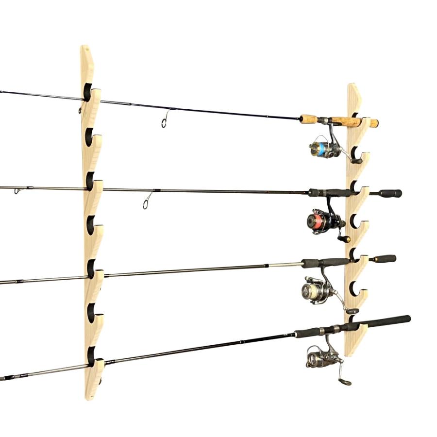 WOODWORKS ロッドスタンド 壁掛け 7本掛 木製 日本製 【 釣竿 収納