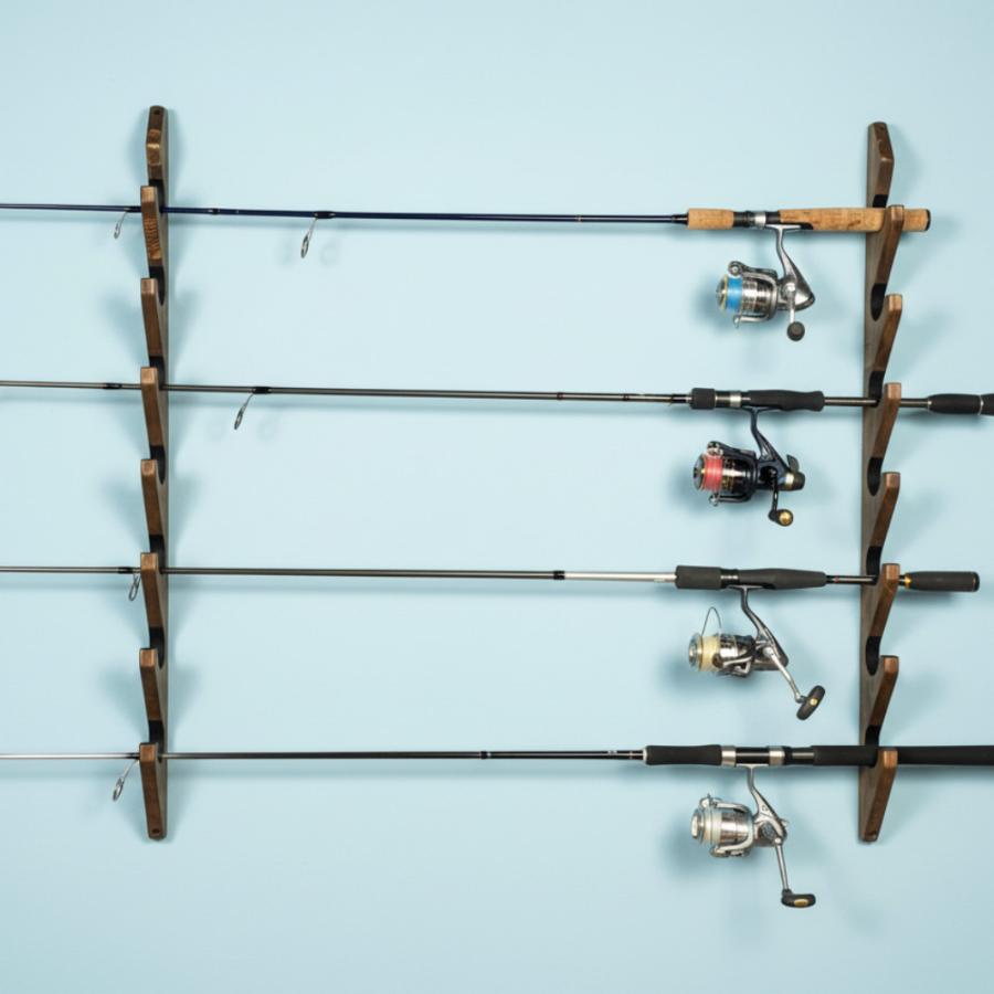 WOODWORKS ロッドスタンド 壁掛け 7本掛 木製 日本製 【 釣竿 収納