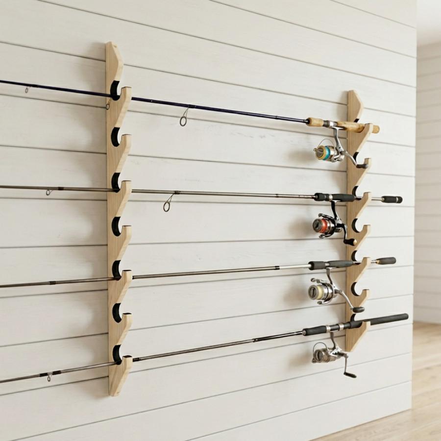 WOODWORKS ロッドスタンド 壁掛け 7本掛 木製 日本製 【 釣竿 収納