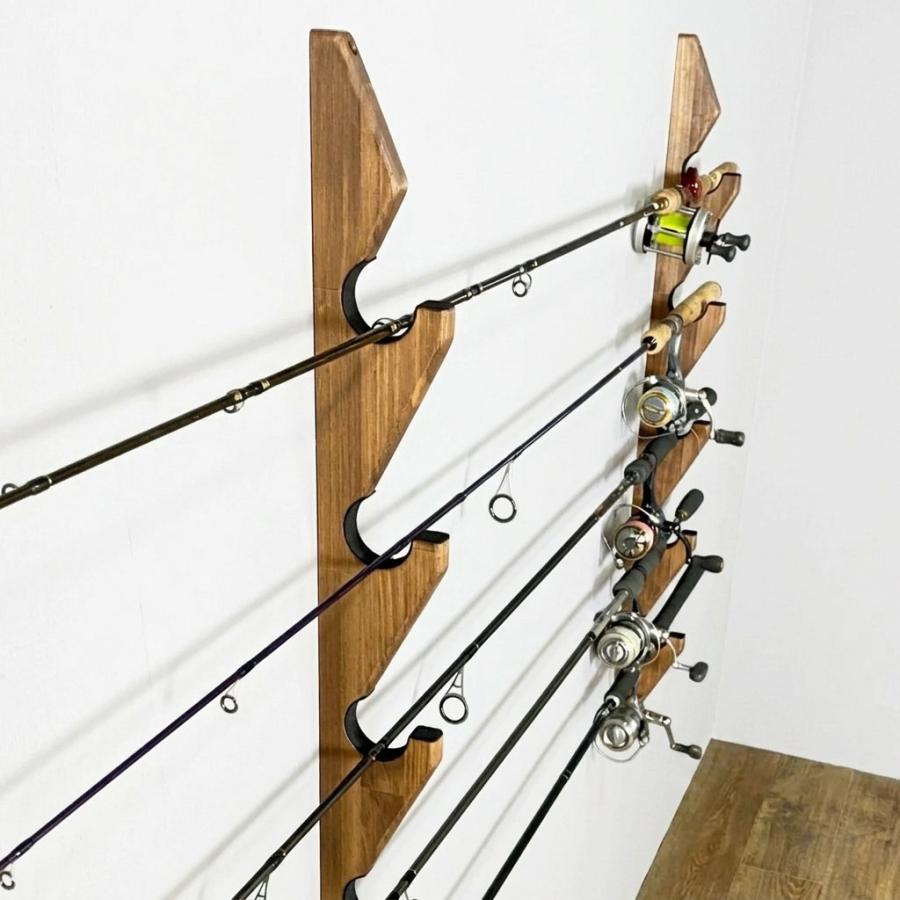 WOODWORKS ロッドスタンド 壁掛け 9本掛 木製 日本製 【 釣竿 収納